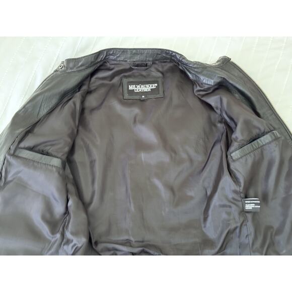 Milwaukee Leather SFL2825 Snap Collar Lambskin Motorcycle Leather Jacket Size M - Picture 11 of 14